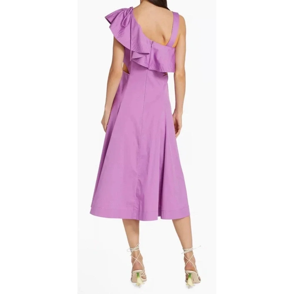 NWT Veronica Beard Beilla‎ One Shoulder Midi Dress Vivid Orchid Size 6 MRSP $598